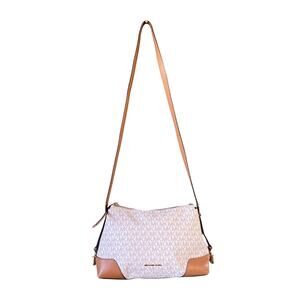 MICHAEL KORS Pocketbook Crosby Medium Signature Logo Print Messenger Bag Cream